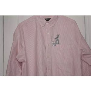 Vintage XL 1995 Bugs Bunny Pink and White Buttoned